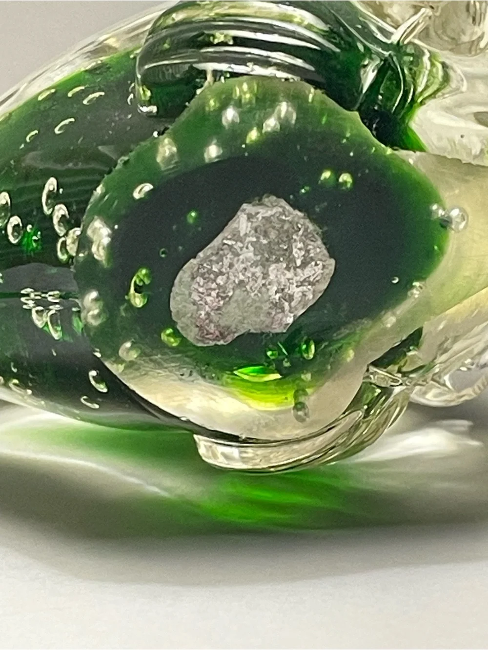 Hand Blown Art Glass Fish Figurine Bullicante Controlled Bubbles Paperweight